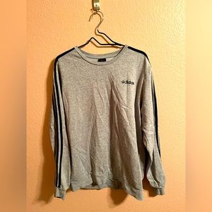 Adidas Essentials 3 Stripe Crew Neck Lightweight Sweatshirt Mens large Grey